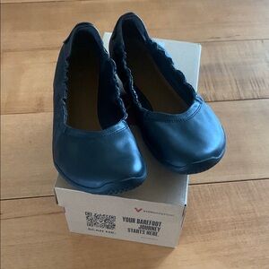 Vivo Barefoot Black Leather Elastic-Top Ballet Flats